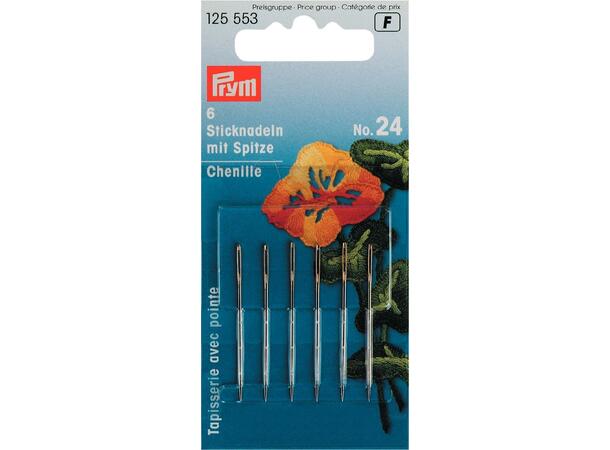 Broderinåler med skarp spiss